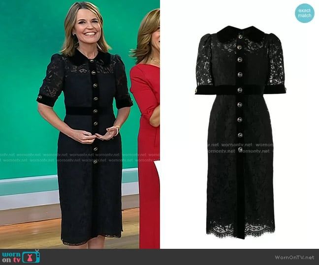 Dolce & Gabbana Collared Lace Midi Dress worn by Savannah Guthrie on Today