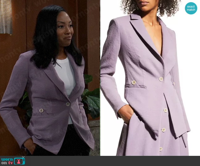 Dawei Studio Single-Button Jacket worn by Jordan Ashford (Tanisha Mariko Harper) on General Hospital