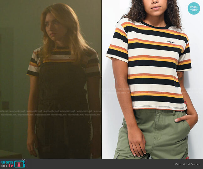 Dickies Stripe T-Shirt worn by Tory Nichols (Peyton List) on Cobra Kai