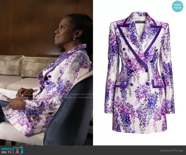 Dolce & Gabbana Double-Breasted Floral Blazer worn by Deborah Roberts on Good Morning America