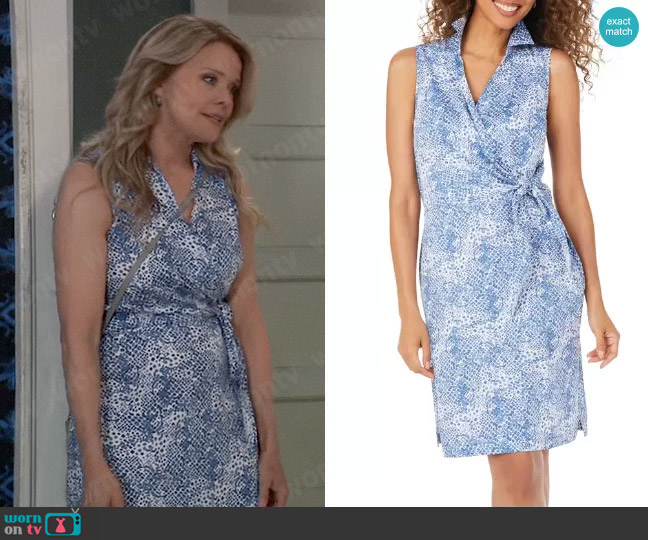 Foxcroft Capri Python-Print Dress in Soft Indigo worn by Felicia Scorpio (Kristina Wagner) on General Hospital