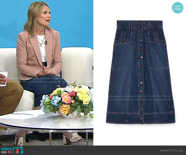 G. Label Maddy Denim Skirt worn by Savannah Guthrie on Today