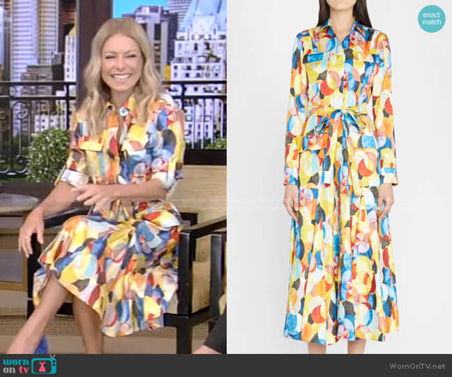 Gabriela Hearst Meyers Long-Sleeve Shirtdress worn by Kelly Ripa on Live with Kelly and Ryan