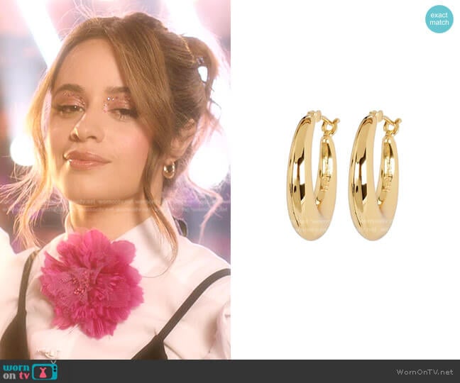 Bonheur Gold Puffy Hoop Earrings worn by Camila Cabello on The Voice