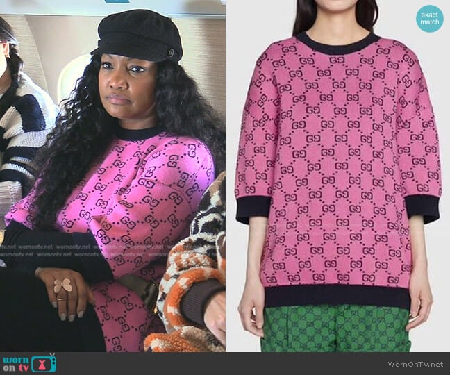 Gucci GG Short Sleeves Sweater worn by Garcelle Beauvais on The Real Housewives of Beverly Hills