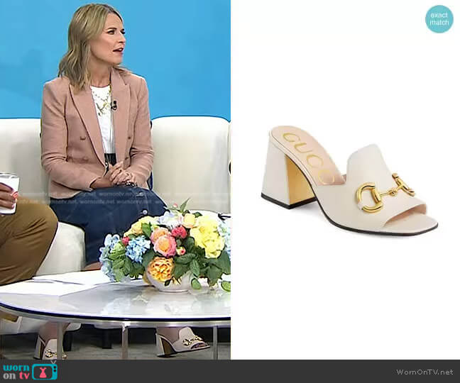 Gucci Slide Sandal With Horsebit worn by Savannah Guthrie on Today