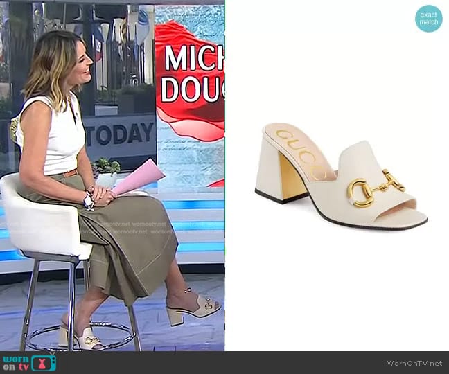 Gucci Slide Sandal With Horsebit worn by Savannah Guthrie on Today