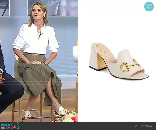 Gucci Slide Sandal With Horsebit worn by Savannah Guthrie on Today