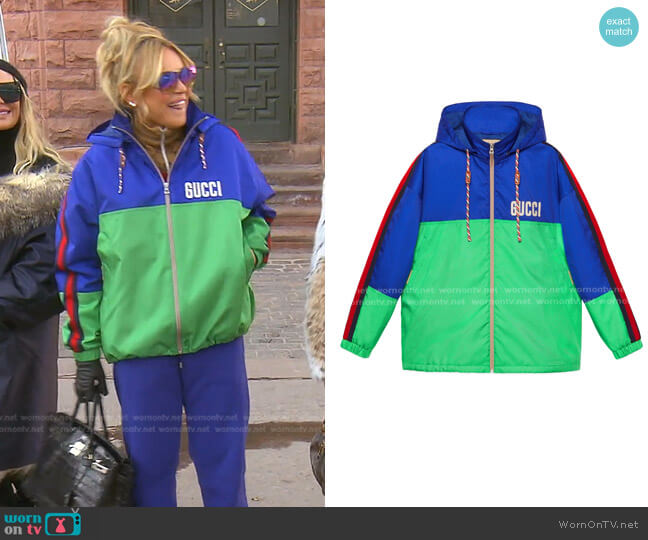 Gucci Lunar New Year Nylon Canvas Jacket With Tiger Patch worn by Diana Jenkins on The Real Housewives of Beverly Hills