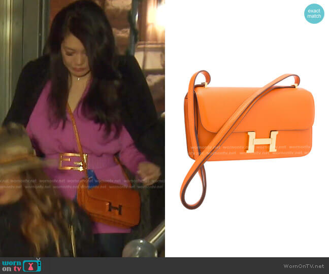 Hermes Constance Elan Bag with Gold Hardware worn by Crystal Kung Minkoff on The Real Housewives of Beverly Hills