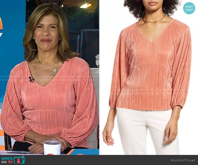 Halogen Plissé Balloon Sleeve Top worn by Hoda Kotb on Today