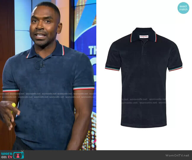 Orlebar Brown Happy Stripe Jarrett Terry Polo Shirt worn by Justin Sylvester on Today