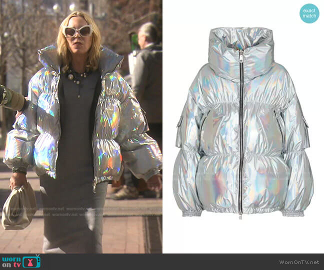 Dolce & Gabbana Holographic-Effect Padded Jacket worn by Sutton Stracke on The Real Housewives of Beverly Hills