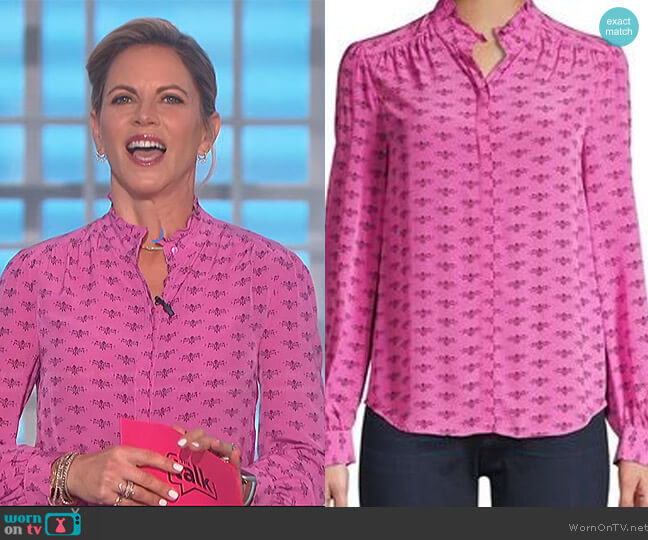 WornOnTV: Natalie’s pink printed blouse on The Talk | Natalie Morales ...