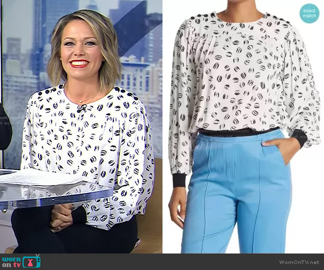 Jolie Lips Print Long Sleeve Top by Reiss worn by Dylan Dreyer on Today