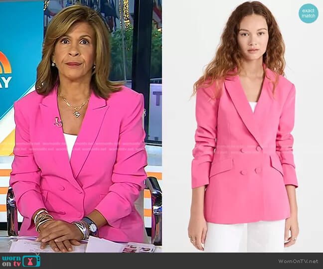 Cinq a Sept Kris Ruched Sleeve Double Breatsed Blazer worn by Hoda Kotb on Today