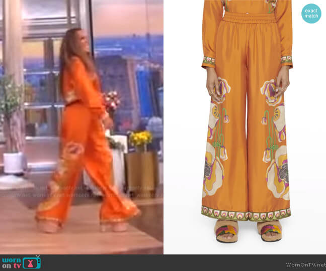 Silk Printed Wide Palazzo Pants by LA Double J worn by Sunny Hostin on The View