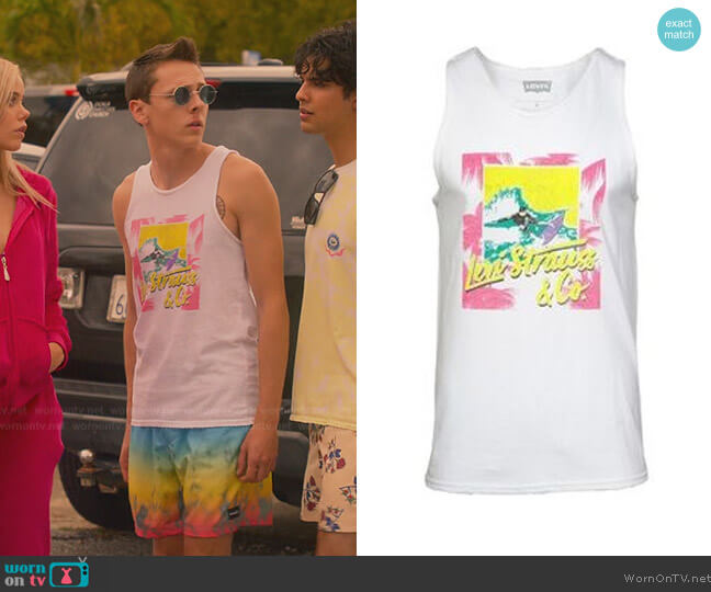 Levis Surving Art Tank worn by Jacob Bertrand (Jacob Bertrand) on Cobra Kai