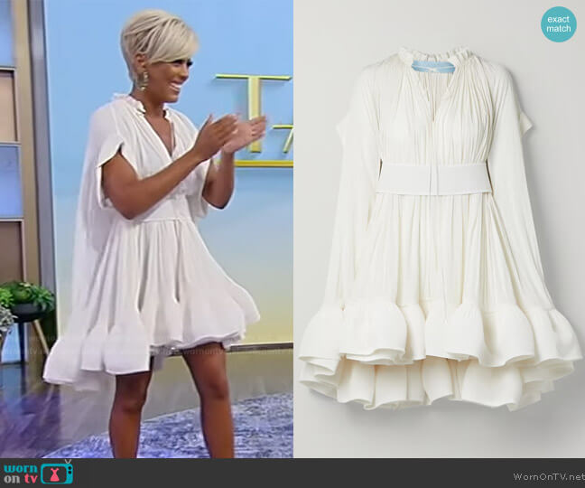 Lanvin Cape-effect tie-detailed crepe mini dress worn by Tamron Hall on Tamron Hall Show