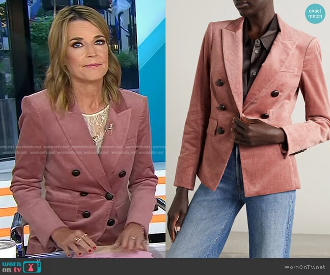 Veronica Beard Lawrence Stretch Cotton Corduroy Dickey Jacket worn by Savannah Guthrie on Today