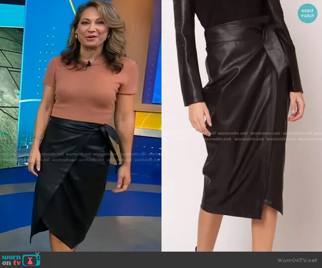 Gracia Leather Wrap Skirt worn by Ginger Zee on Good Morning America