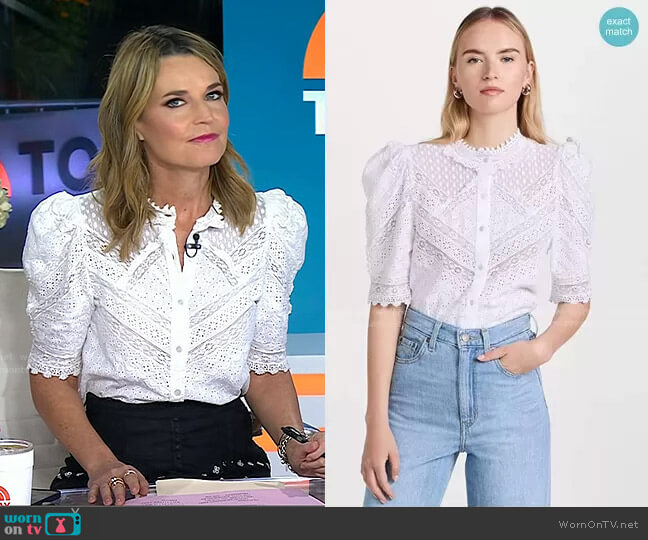 Love The Label Paola Top worn by Savannah Guthrie on Today