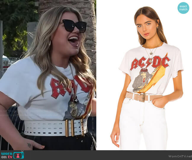 Madeworn ACDC High Voltage Crew Tee worn by Kelly Clarkson on The Kelly Clarkson Show