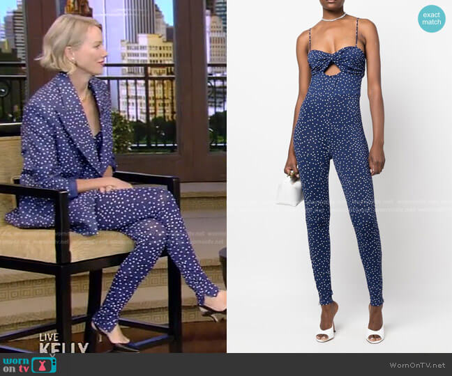 Magda Butrym Spot-Print Cut-Out Catsuit worn by Naomi Watts on Live with Kelly and Ryan