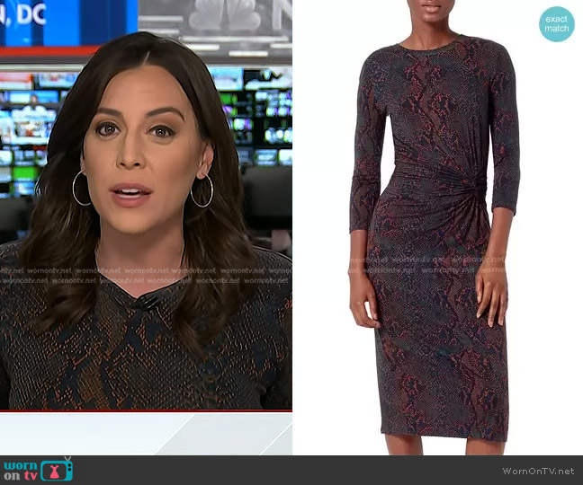 Meika Snakeskin Print Gathered Midi Dress by Joie worn by Hallie Jackson on Today