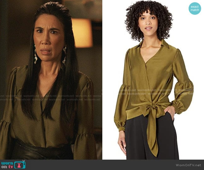 Ellen’s green wrap blouse on Dynasty