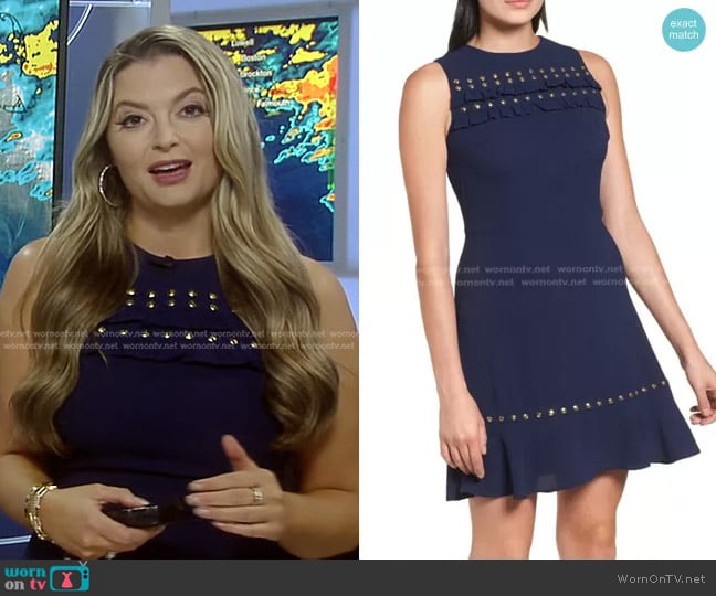 Michael Kors Studded Stretch Crepe Dress worn by Dani Beckstrom on Good Morning America