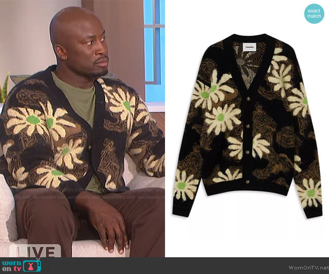 Nanushka Taike Floral Cardigan Sweater worn by Akbar Gbajabiamila on The Talk