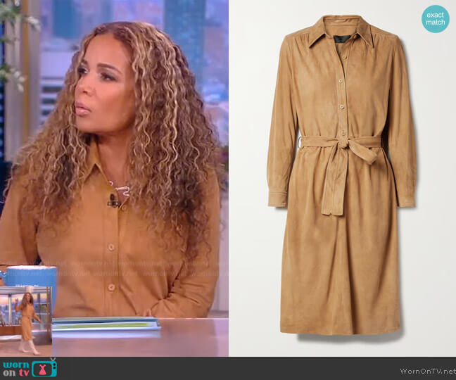 Nili Lotan Marion Belted Suede Midi Shirt Dress worn by Sunny Hostin on The View