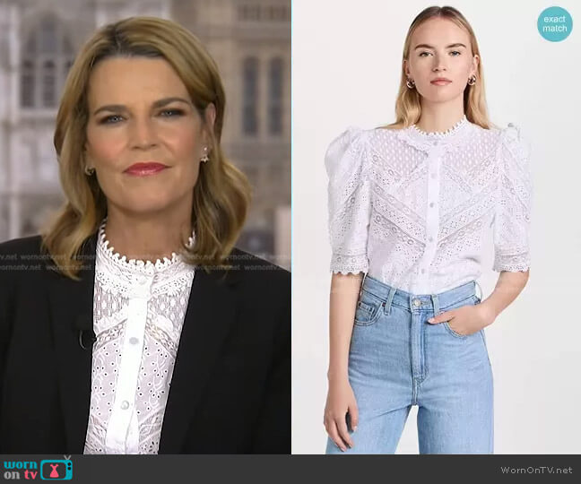 Love The Label Paola Top worn by Savannah Guthrie on Today