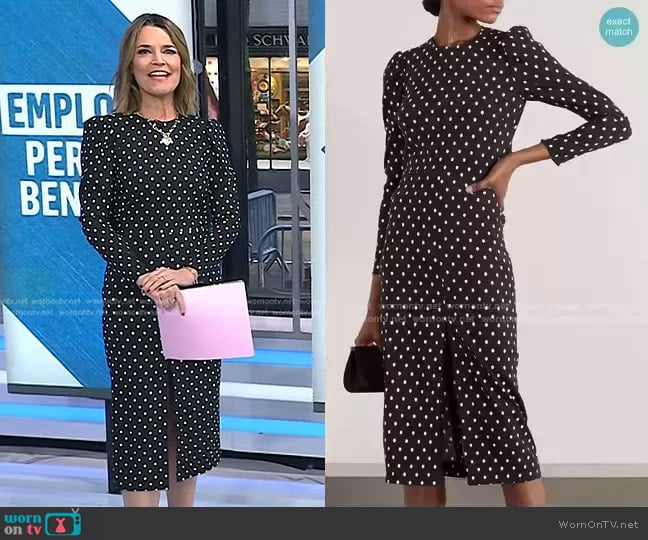 Polka-Dot Crepe Midi Dress by RED Valentino worn by Savannah Guthrie on Today