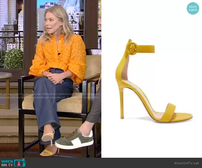 Gianvito Rossi Portofino Leather Sandals worn by Kelly Ripa on Live with Kelly and Ryan