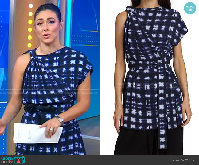 Proenza Schouler Belted Tie-Dye Wrap Top worn by Erielle Reshef on Good Morning America