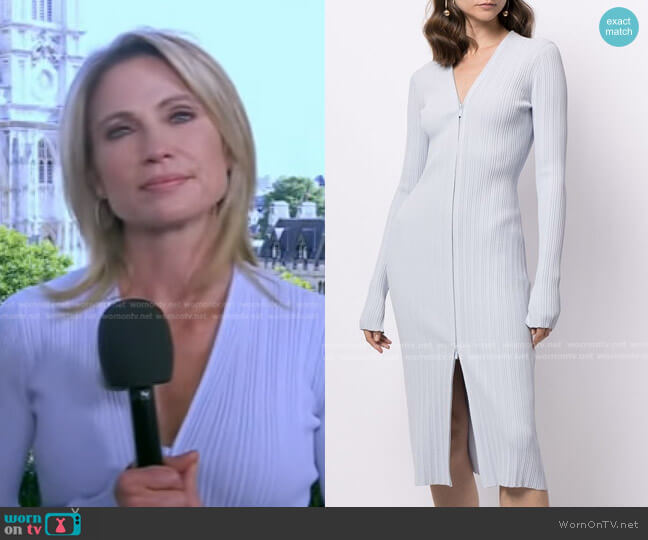 Proenza Schouler White Label Ribbed Knitted Cardigan Dress worn by Amy Robach on Good Morning America
