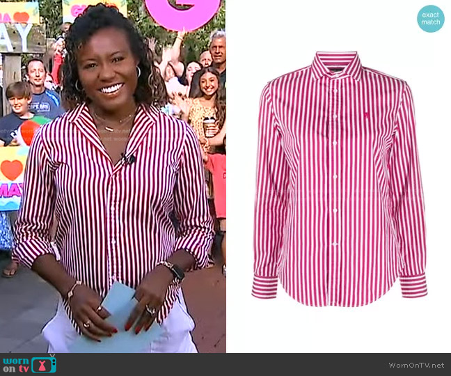 WornOnTV: Heather's striped shirt and blazer on The Real