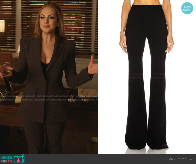 Alex Perry Rene Stretch Crepe Flared Trousers worn by Fallon Carrington (Elizabeth Gillies) on Dynasty