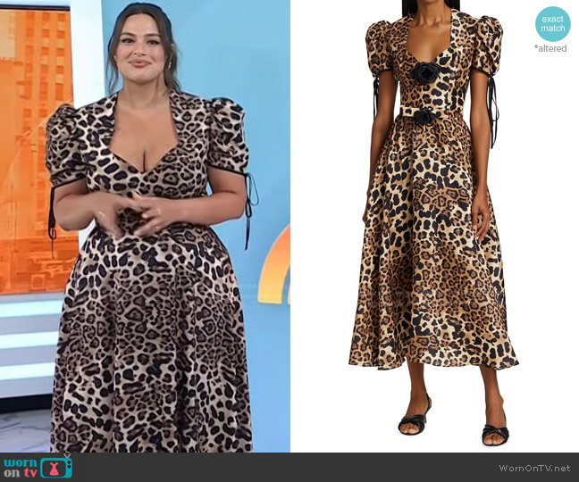 Rodarte Belted Leopard-Print Silk Twill Dress worn by Ashley Graham on Today