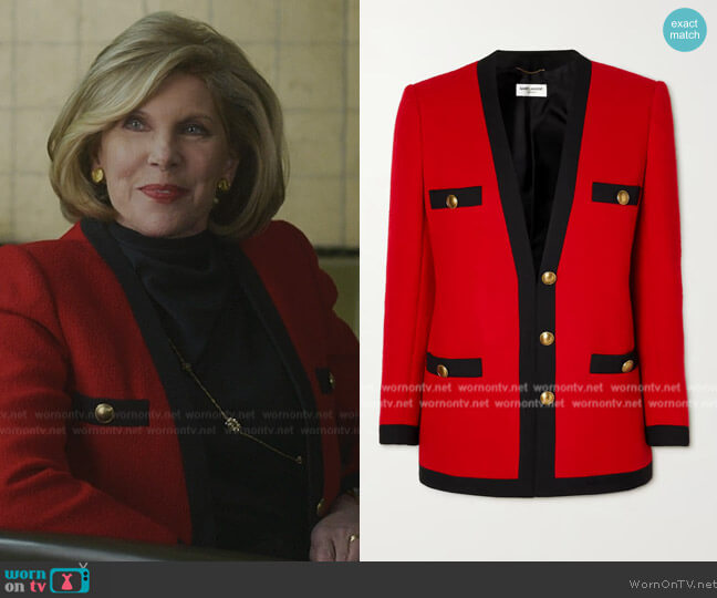 Saint Laurent: Wool Blend Jacket worn by Diane Lockhart (Christine Baranski) on The Good Fight