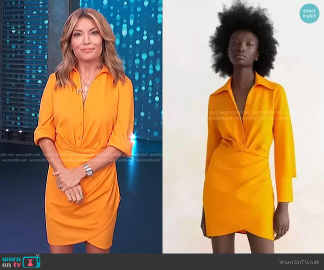 Short Dress with Ruching by Zara worn by Kit Hoover on Access Hollywood