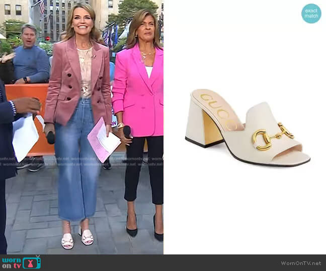 Gucci Slide Sandal With Horsebit worn by Savannah Guthrie on Today