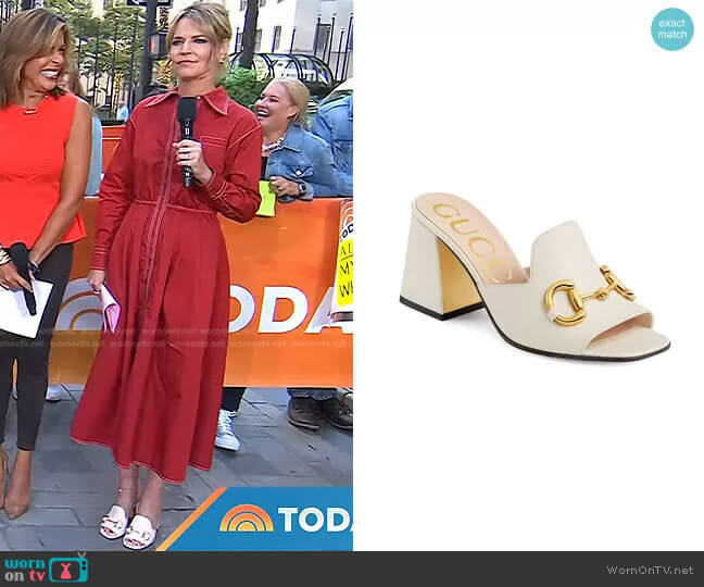 Gucci Slide Sandal With Horsebit worn by Savannah Guthrie on Today