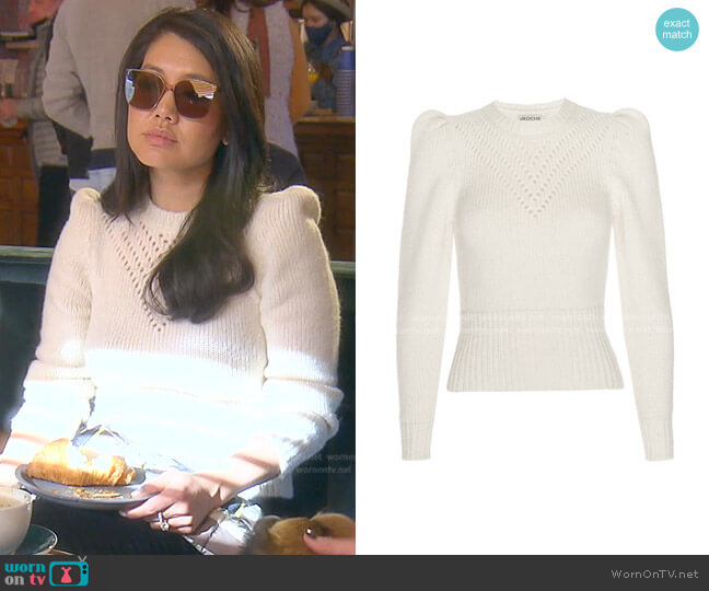 St Roche Sissy Sweater in White worn by Crystal Kung Minkoff on The Real Housewives of Beverly Hills
