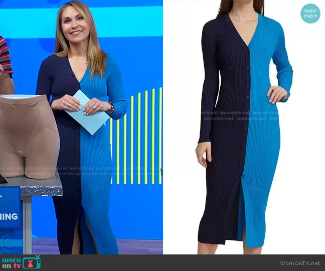 Staud Shoko Dress in Navy Cerulean worn by Lori Bergamotto on Good Morning America