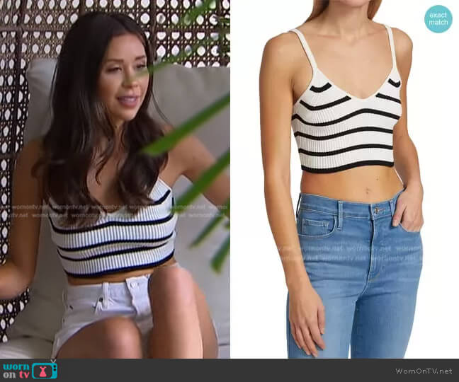 Frame Striped Ribbed-Knit Tank Top worn by Gabriela Windey on The Bachelorette