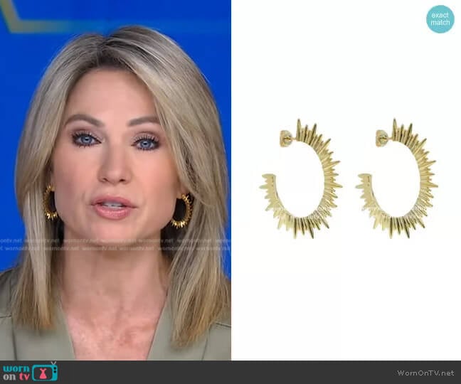 Accessory Concierge Sunburst Hoops worn by Amy Robach on Good Morning America