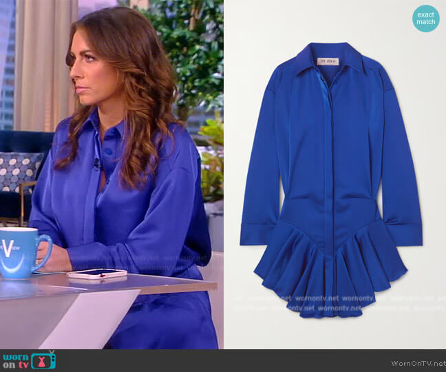 The Attico Candice pleated satin mini shirt dress worn by Alyssa Farah Griffin on The View